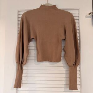 Zara Camel Ribbed Knit Top